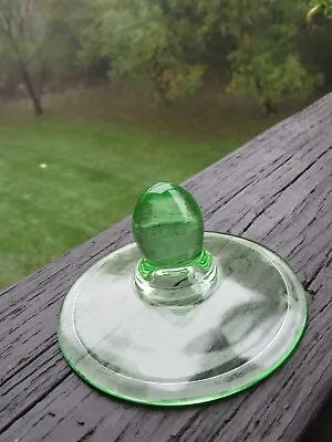 Uranium Vaseline Green Glass Pitcher Lid ONLY. D 3 7/8  X H 25  Vintage • $10