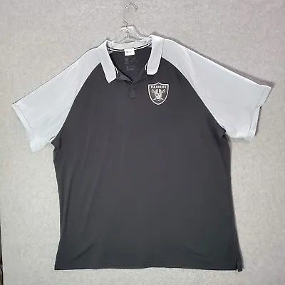 Oakland Raiders Men Polo Shirt 3XL Black Logo Dri Fit Nike Short Sleeve • $21.89