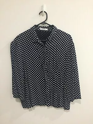 $15 • Buy Mango Suit Collection Navy Spotted Blouse Half Sleeve Size 12 
