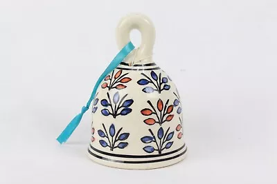 Rare Ceramic Hanging Bell  Vintage Indian Hand-painted Floral Art Wall Decor • $48