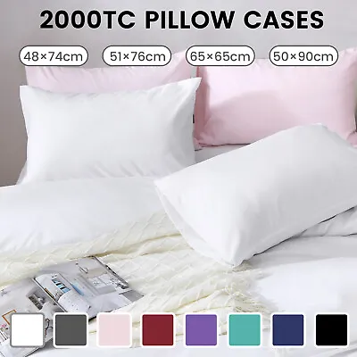2PCS 2000TC Pillow Cases Hotel Quality Pillowcase Soft Cover Standard Queen King • $15.99