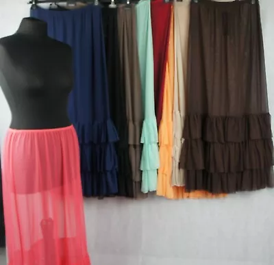 £19.99 • Buy Women's Ladies Flow Ruffle Elasticated Layering Stretchy Colour Net Underskirt 