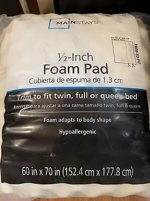 Mainstays 1/2  Foam Pad/Mattress Topper Trim To Fit Twin Full Or Queen Bed  • $20