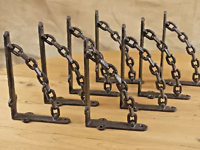 8 Cast Iron Brackets Chain Man Cave Braces Shelf Corbels Nautical Decor Rustic • $52.99