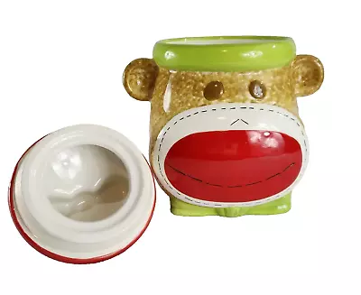 Sock Monkey Cookie Jar Earthenware Ceramic Canister By Real Home 9 Inches Tall • $26.75
