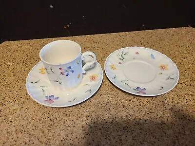 Mikasa Maxima Super Strong Fine Chine CUP & 2 SAUCERS Sorrento Butterfly Flowers • $6.29