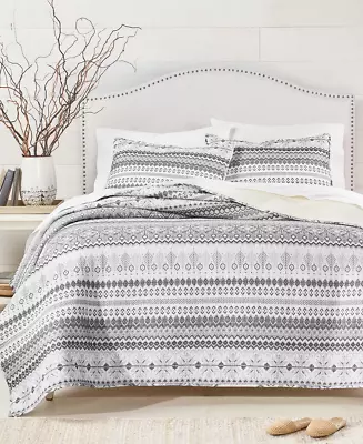 Martha Stewart Collection Fair Isle Quilted Reversible Flannel Quilt King New • $70