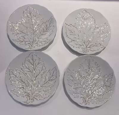 Antique White W/Gold Leaves Victoria Carlsbad Austria Porcelain Plate Set Of 4 • $35