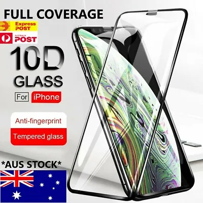 $6.89 • Buy 2x Tempered Glass 10D FULL COVER Screen Protector IPhone 14 13 12 11 Pro X Max 8