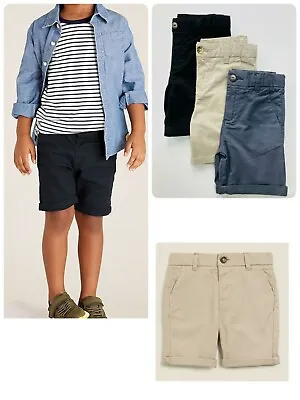 £4.95 • Buy New Ex M&S Boys / Baby Shorts Chinos Beige Black Grey Age 12m To 7 Years