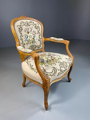 EB5151 Vintage Danish Embroidered Fauteuil Armchair French Style Antique VCAR • £225