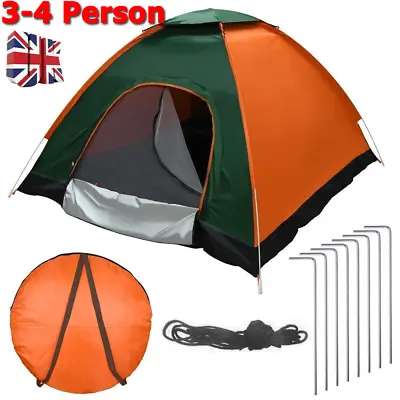 3-4 Man Tent Instant Pop Up Tent Waterproof Outdoor Camping Hiking Festival • £21.49