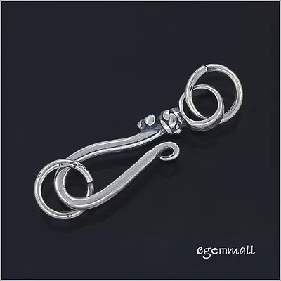 Antique Sterling Silver S Hook Fish Clasp 18mm With Jump Ring 6mm #51824 • $4.60