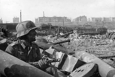 B&W WWII Photo German Soldier Stalingrad Russian PPSh-41  WW2 World War Two  • $5.95