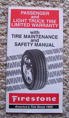 Vintage Firestone Tire Maintenance And Safety Manual And Limited Warranty 1996 • $3.95