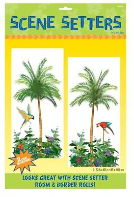 £4.29 • Buy 2 5ft Palm Tree Parrot Scene Setter Hawaiian Tropical Birthday Party Wall Decor