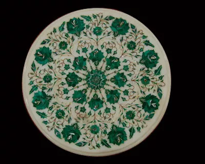 18  White Coffee Center White Marble Table Top Inlay Malachite Mosaic Green • $510