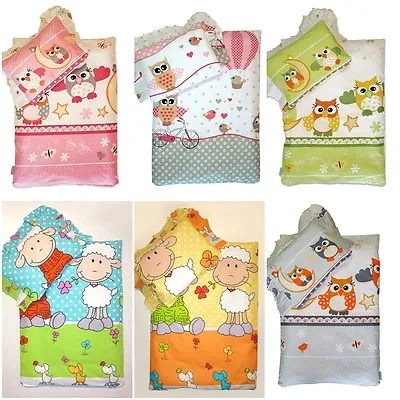 LUX 4 / 2 Pcs Pc CRIB BABY BEDDING SET For PRAM MOSES BASKET Cotton Pillow Quilt • £7.99