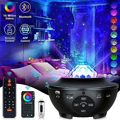 Starry Sky Projector Light USB Galaxy Star Night Lamp LED Ocean Wave With Remote • £12.45