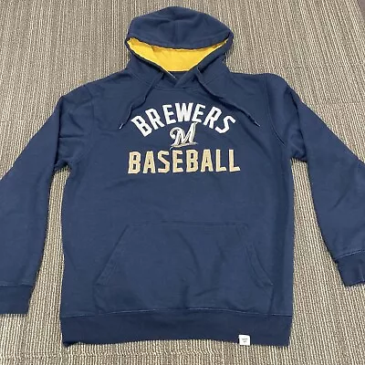 Milwaukee Brewers Hoodie Sweatshirt Mens Large Blue Embroidered Fanactics MLB • $14.79