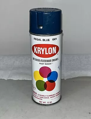 Vintage  Krylon Spray Paint Can Regal  Blue #1901  13oz W/ Pry Top Cap • $34