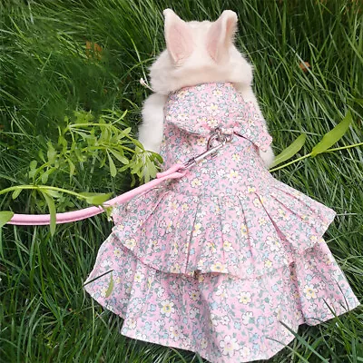 Pet Rabbit Floral Small Animal Clothes Harness Vest Leash Set Travel Chest Strap • $8.10