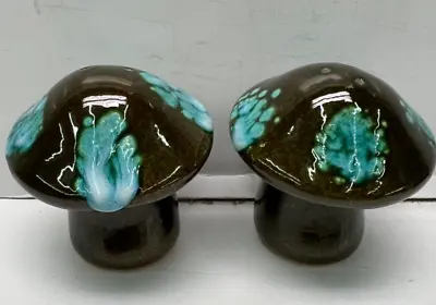 Vintage Neat Looking Glazed Mushroom Salt And Pepper Shakers • $24.99