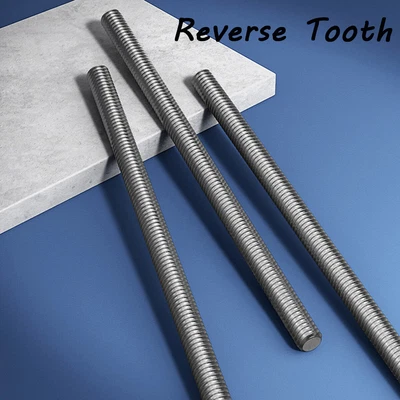 £12.54 • Buy Stainless Steel Threaded Rod Full Thread Studding Bar M4-M24 250mm Reverse Tooth