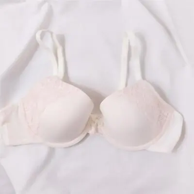 Underwired Full Cup Bra Cream Gardenia Pink Lace Detail Bow Detail Romantic • £5.95