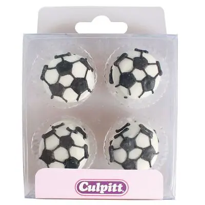 Edible Cake Decoration Football Pipings Sugar Cupcake Topper • £3.04