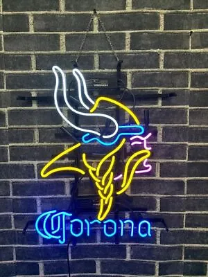 Minnesota Vikings Corona Beer 20 X16  Neon Sign Light Lamp Bar Wall Decor Glass • $130.79