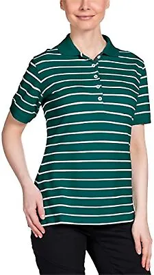 Jack Wolfskin Women's Riverton Polo Shirt Short Sleeve Green/White XS • £12.97