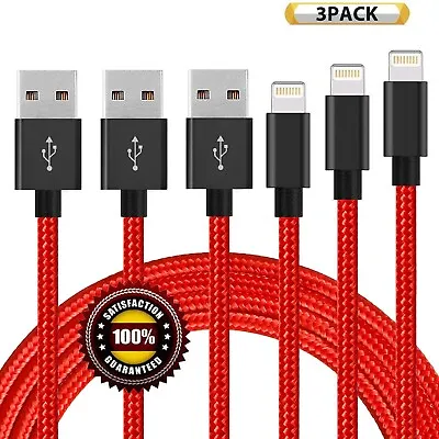 3M Long Braided USB Quick Charger Data Charging Cable Lead For IPhone 6s 7 8 5 X • £5.99