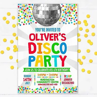 Personalised Disco Party Invitations Birthday Invites Dance Party Pack Of 10 • £5.95