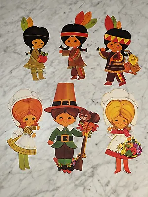 Lot Of 6 Vintage Thanksgiving Die Cut Paper Decorations Vibrant Colors • $14.95