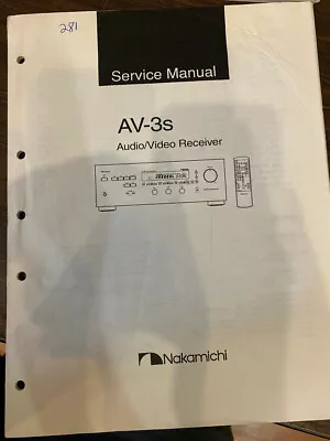 NAKAMICHI AV-3S AV3S Service Manual **ORIGINAL** • $24.38