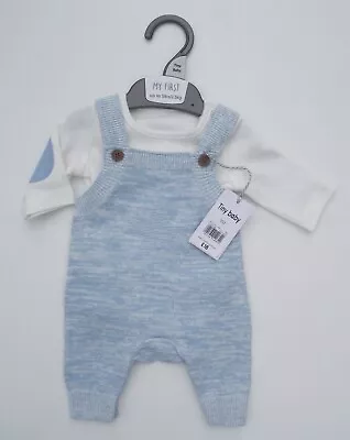 Mothercare New Baby Boys Blue Dungaree & Long Sleeve Bodysuit Outfit NEW • $11.35