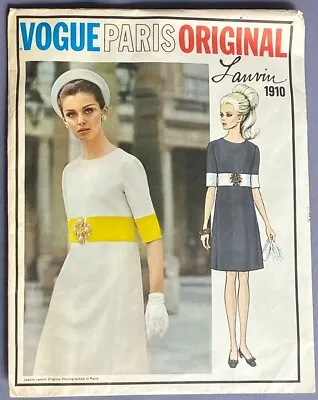 Vintage Vogue Paris Original Lanvin 1910 Dress Pattern - 1960s Dress - Size 12 • $15.99