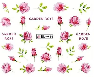 £1.85 • Buy Nail Art Decals Transfers Stickers Pink Garden Rose (BN944)