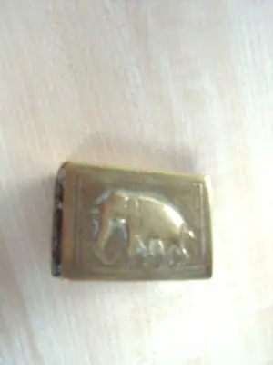 Antique  Brass Matchbox Cover  Indian Nicely Detailed Elephant Etc • £7.50