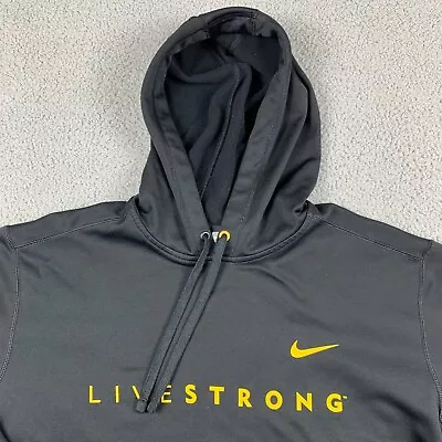 LiveStrong Hoodie Mens XL Black Nike Fit Therma Swoosh Pullover 370100-010 • $35.96