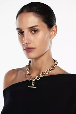Manning Cartell ‘fob Chain Necklace’ Modern Gold Tone Chunky Choker Rrp $200 • $130