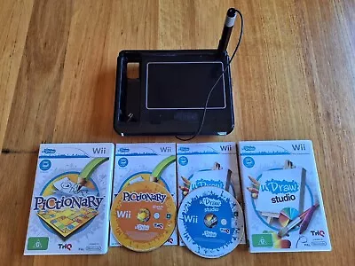 Nintendo Wii Black Tablet U Draw Game + 2 Games  Pictionary & Studio  • $29.95