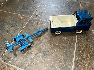 Vintage Structo Camper Truck & Boat Trailer Pressed Steel Toy • $59.99