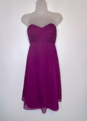 J CREW Size 2 Taryn Silk Chiffon Mini Cocktail Dress Strapless Lined Cranberry • $28