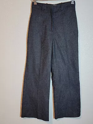 Zara Dress Pants Womens XS Relaxed Wide Leg High Rise Wool Blend Stripes Gray • $17.99