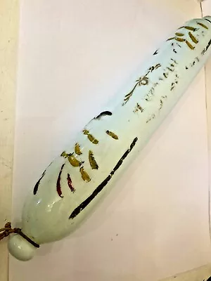 Antique LARGE 16   VICTORIAN NAILSEA HAND BLOWN Opaline GLASS ROLLING PIN • £69.99