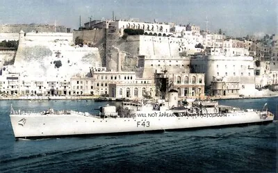 Royal Navy Whitby Class Frigate Hms Torquay At Malta In 1968 • £1.99