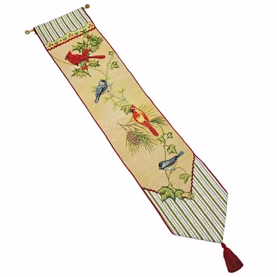 Winter Songbirds Christmas Cardinals & Chickadees Tapestry Wall Hanging Bellpull • $19.99