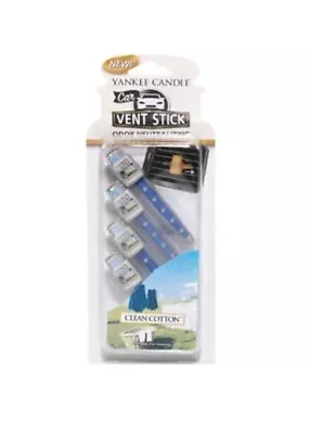 Yankee Candle Car Vent Stick Air Freshener Freshner Scent 4pcs - CLEAN COTTON • £5.99